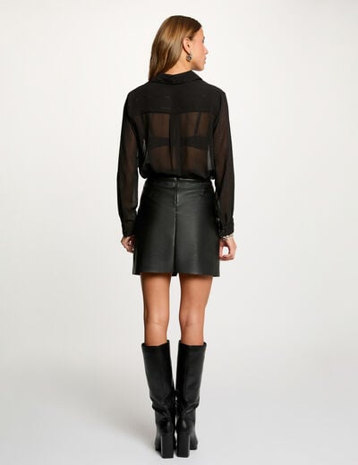 Chemise droite strass noir femme