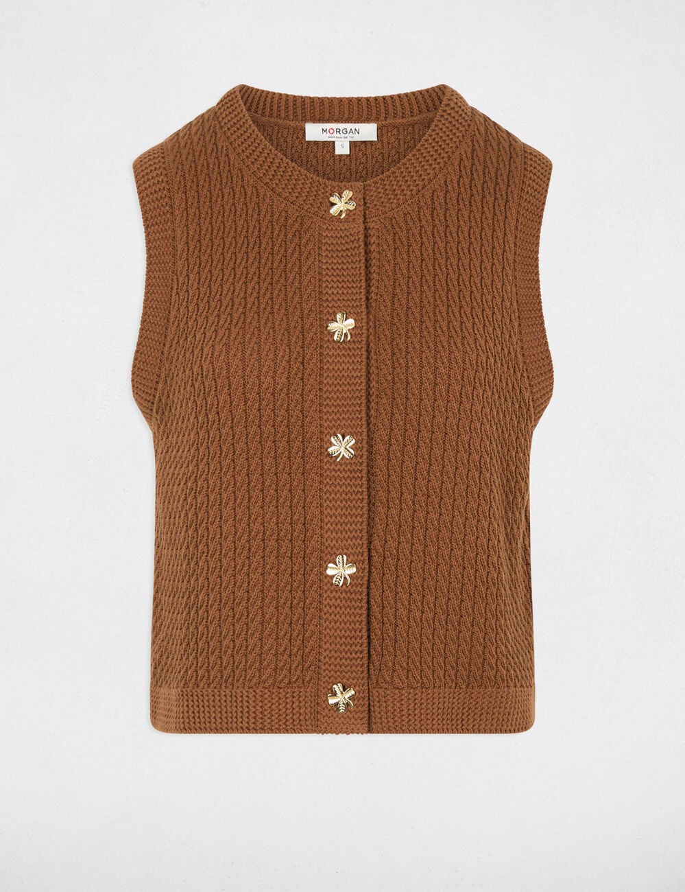 Pull sans manches camel femme