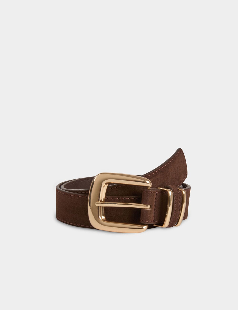 Ceinture fine similicuir marron fonc&eacute; femme