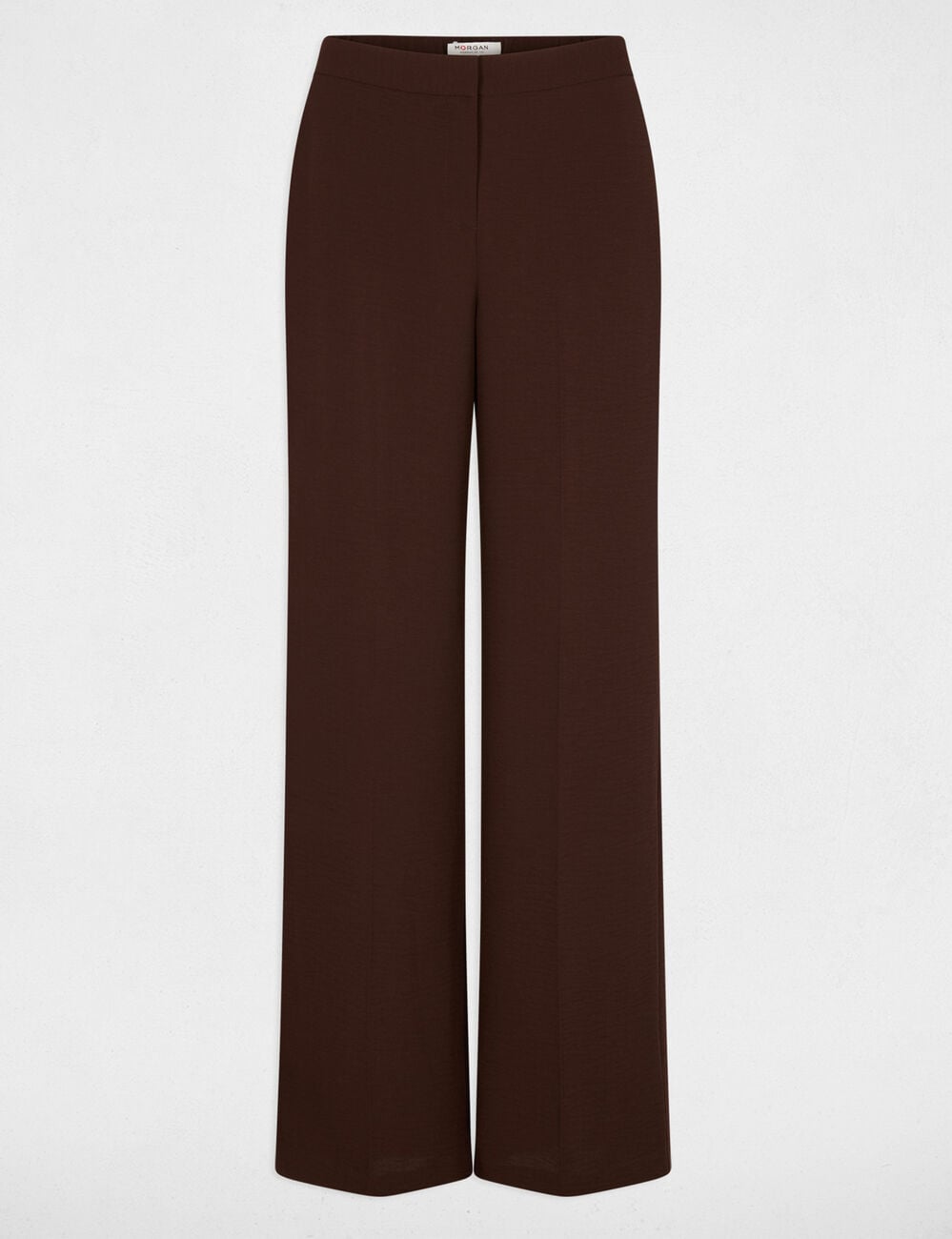 Pantalon large fluide marron fonc&eacute; femme