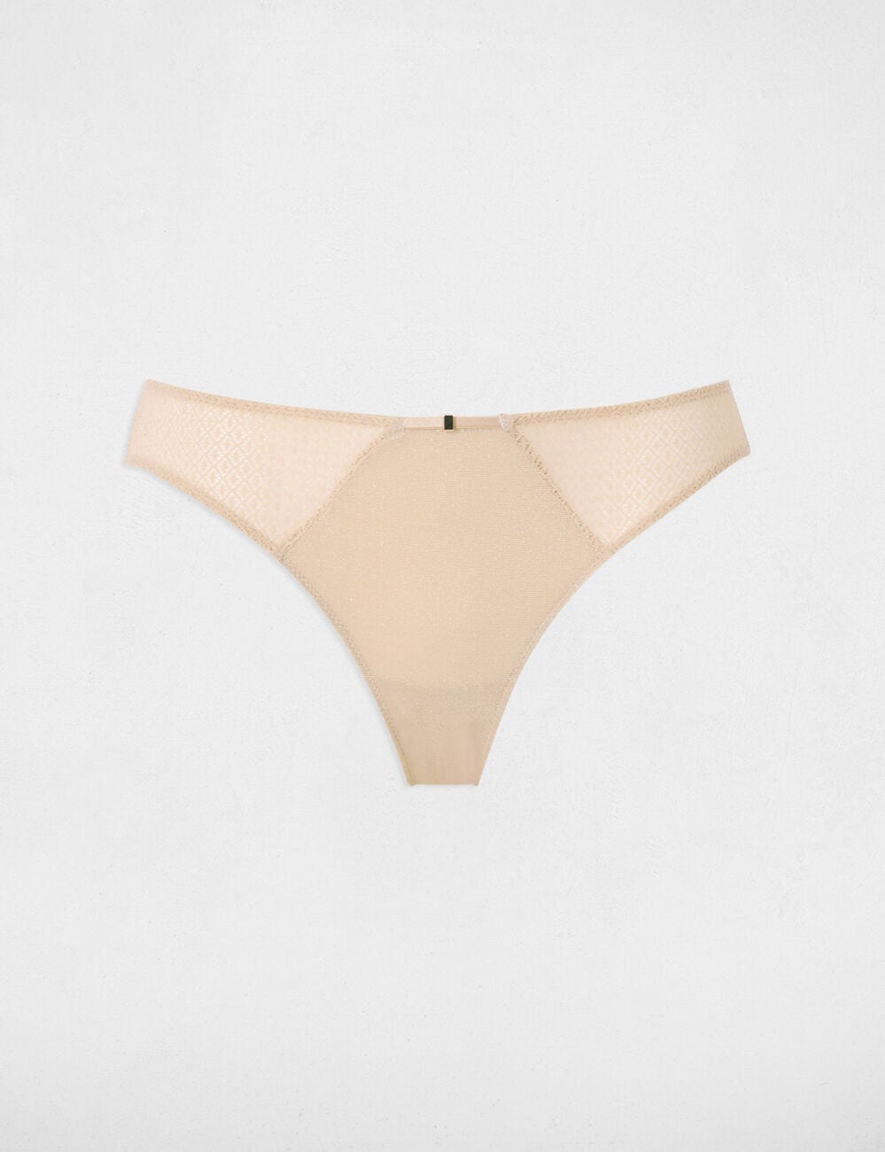 Slip dentelle taille basse beige femme