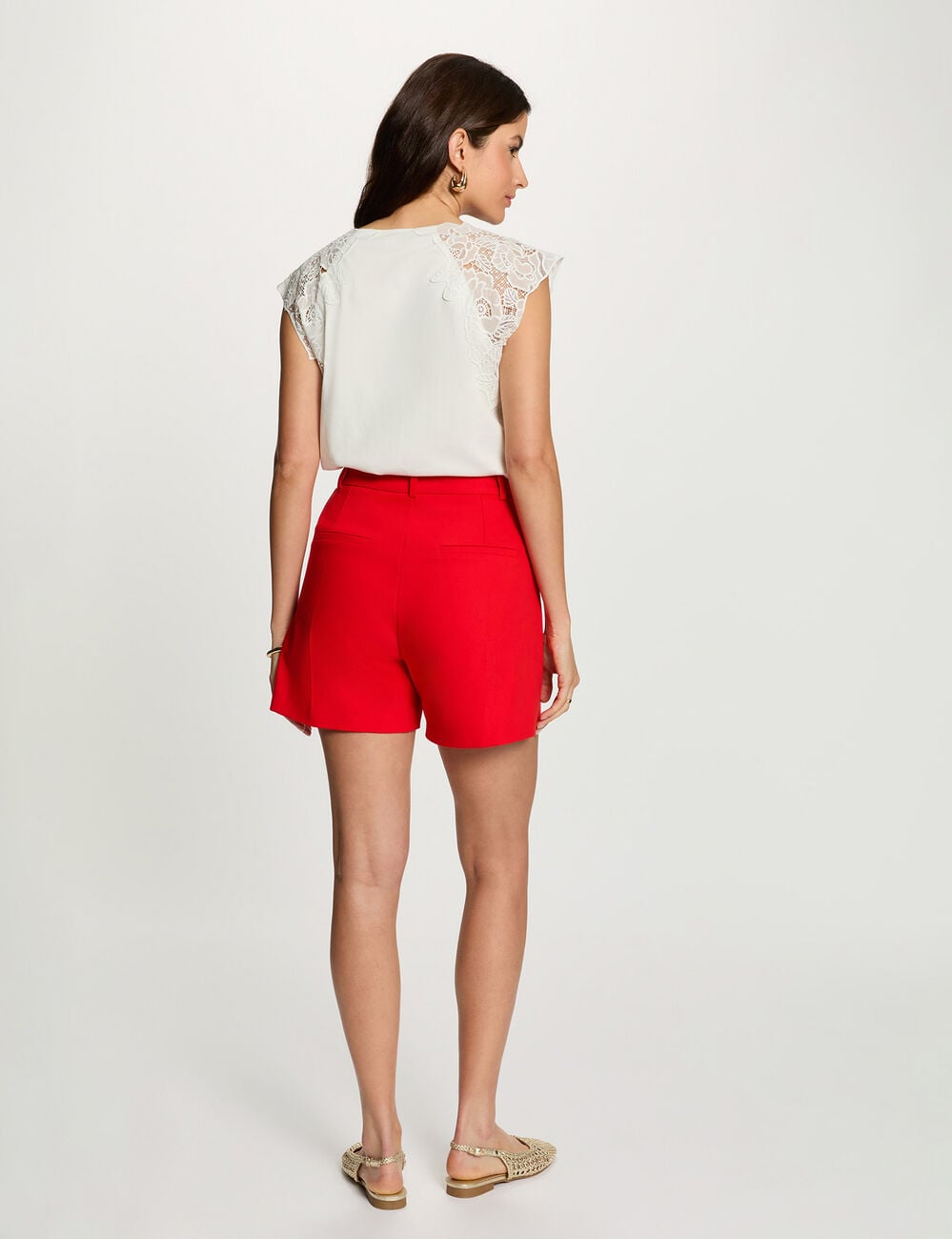 Short taille haute rouge vif femme