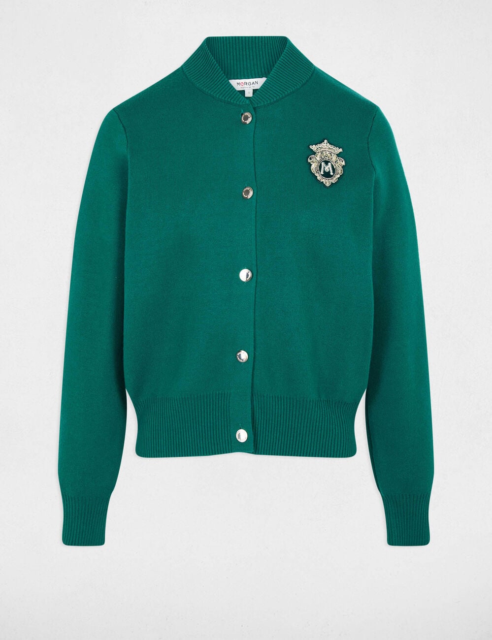 Pull col teddy vert femme