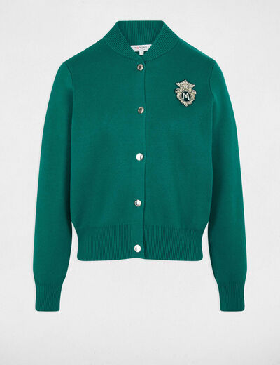 Pull col teddy vert femme