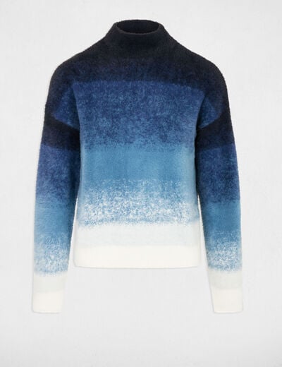 Pull col montant bleu femme
