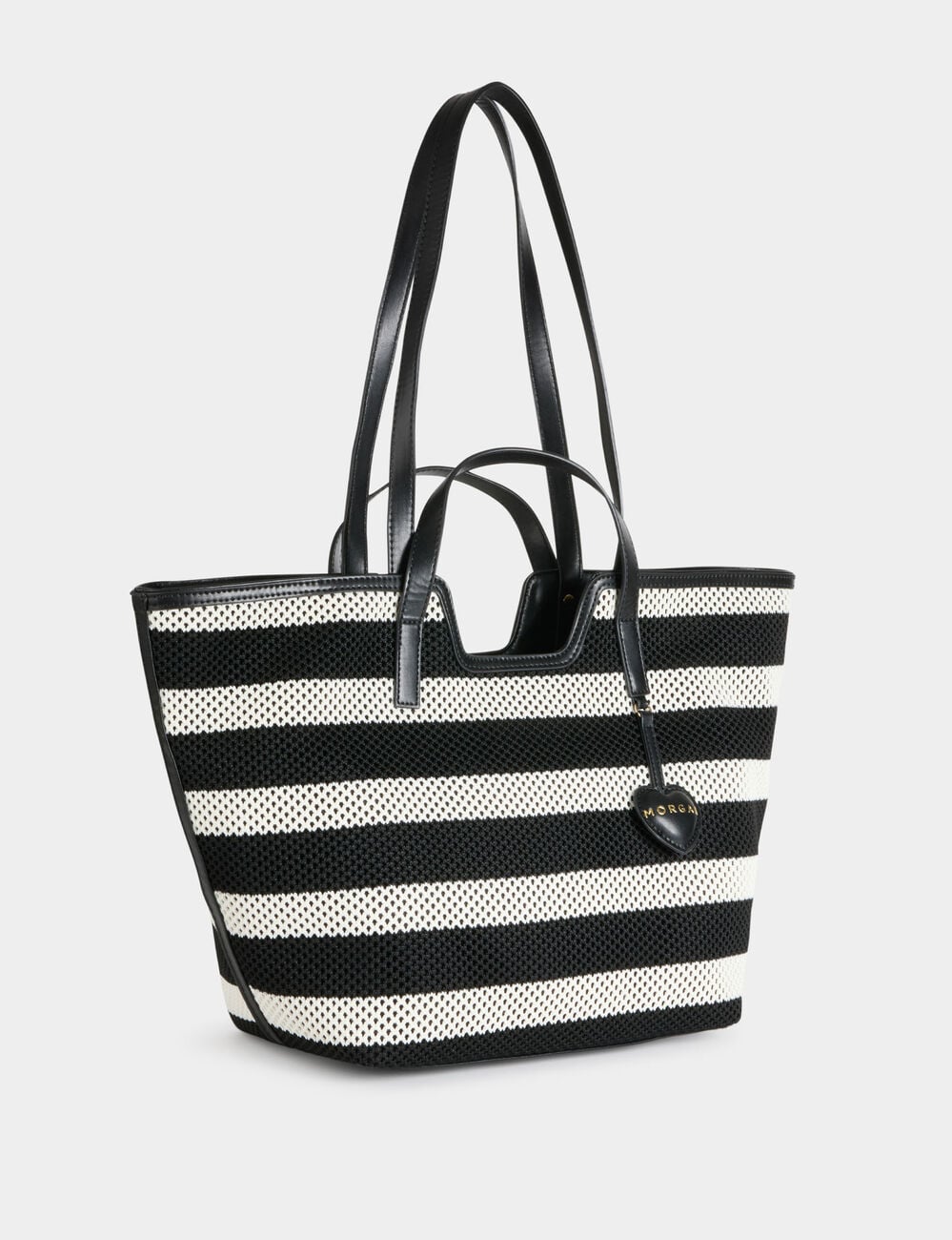Sac cabas tiss&eacute; blanc femme