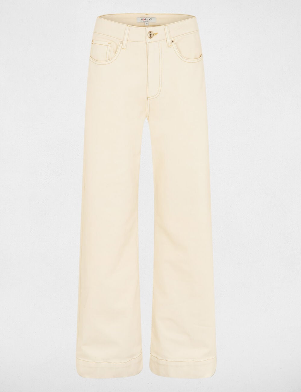 Jean large beige femme