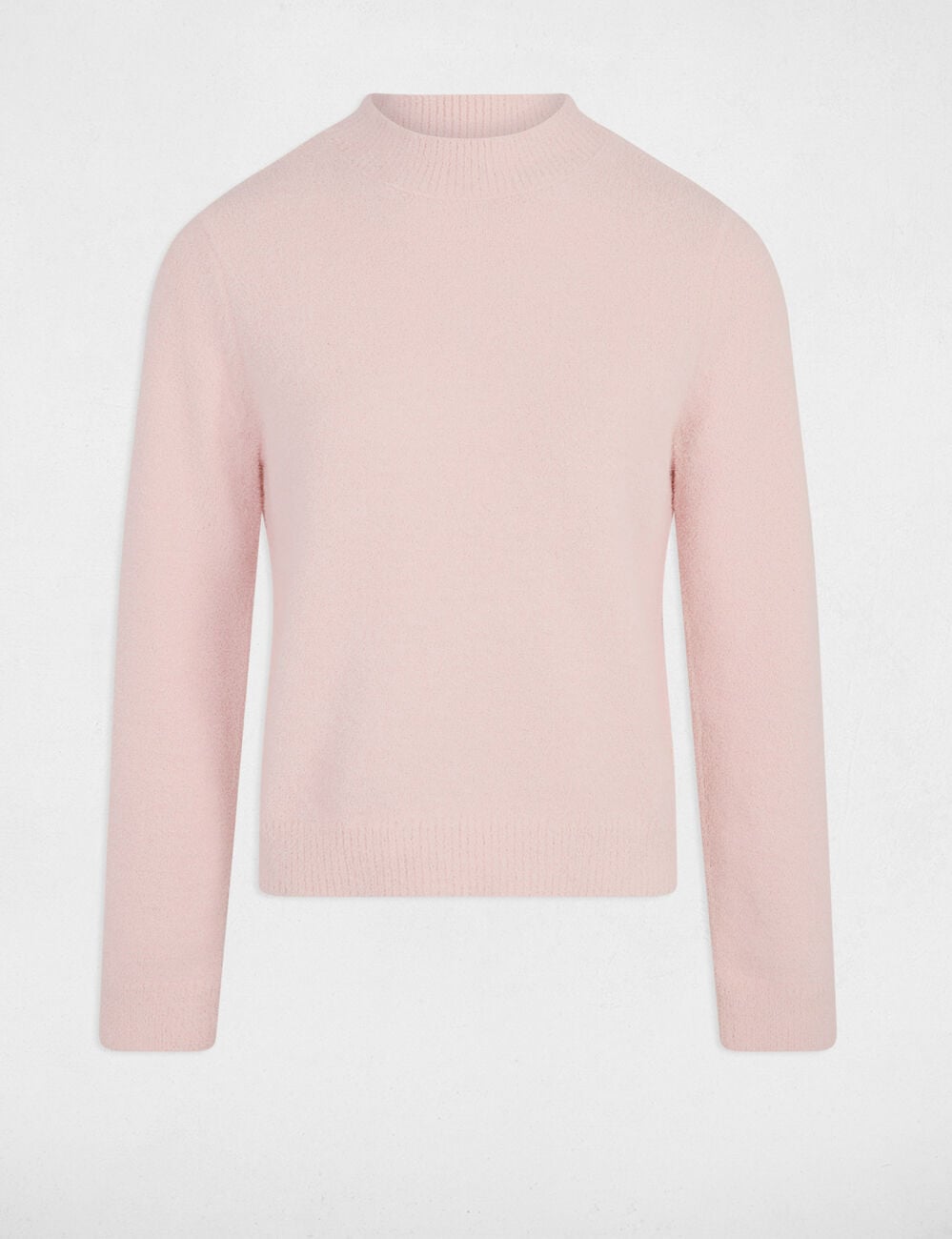 Pull col montant ajust&eacute; rose clair femme