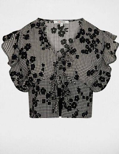 Chemise col v imprim&eacute;e multicolore femme