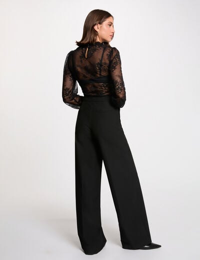 Body dentelle manches longues noir femme
