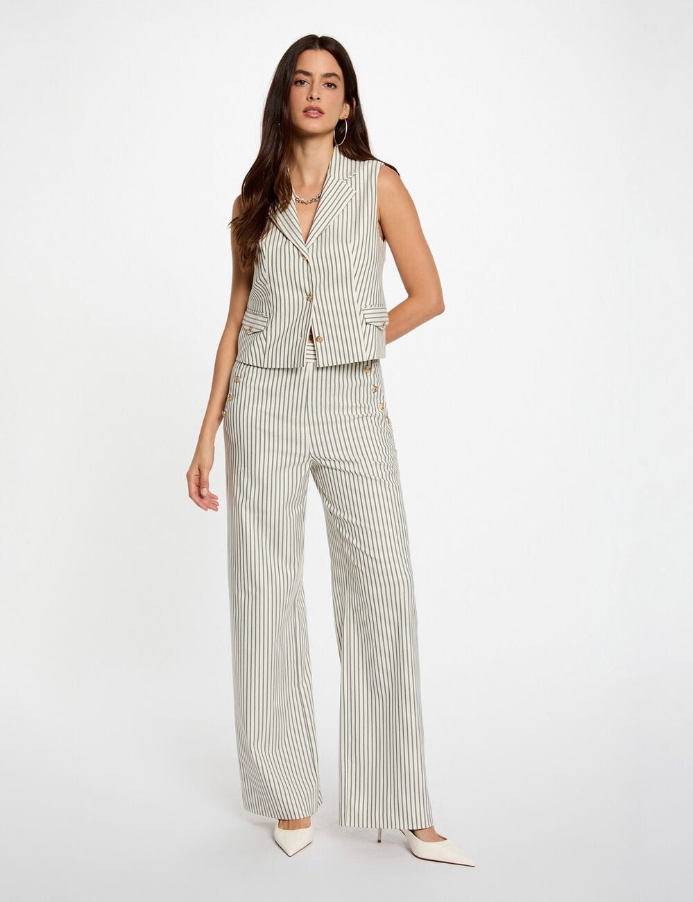 Pantalon large ray&eacute; multicolore femme