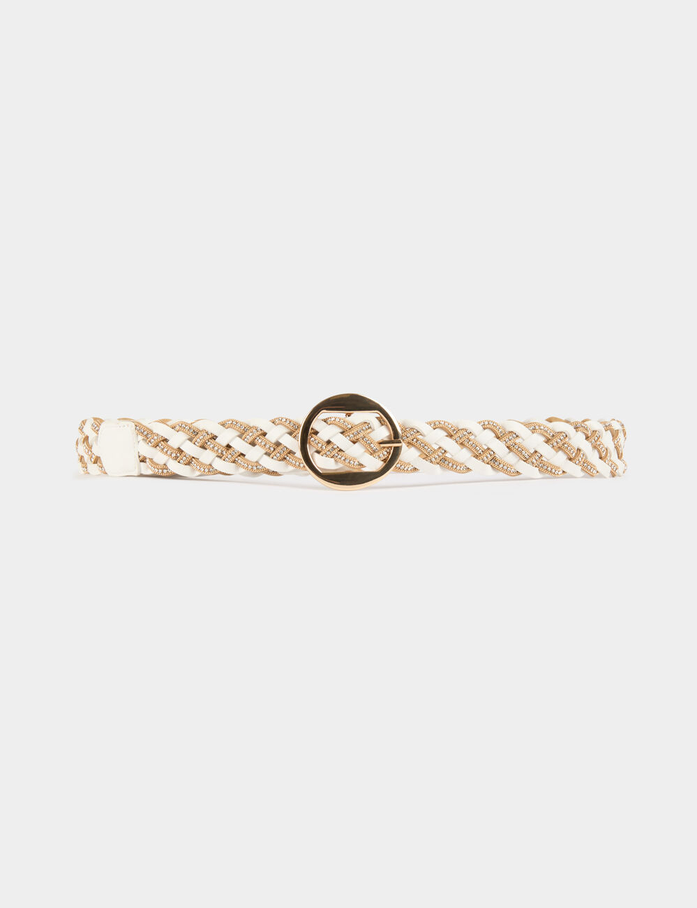 Ceinture large tress&eacute;e blanc femme