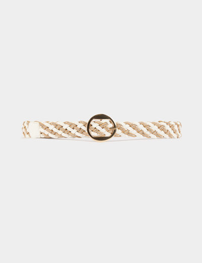Ceinture large tress&eacute;e blanc femme