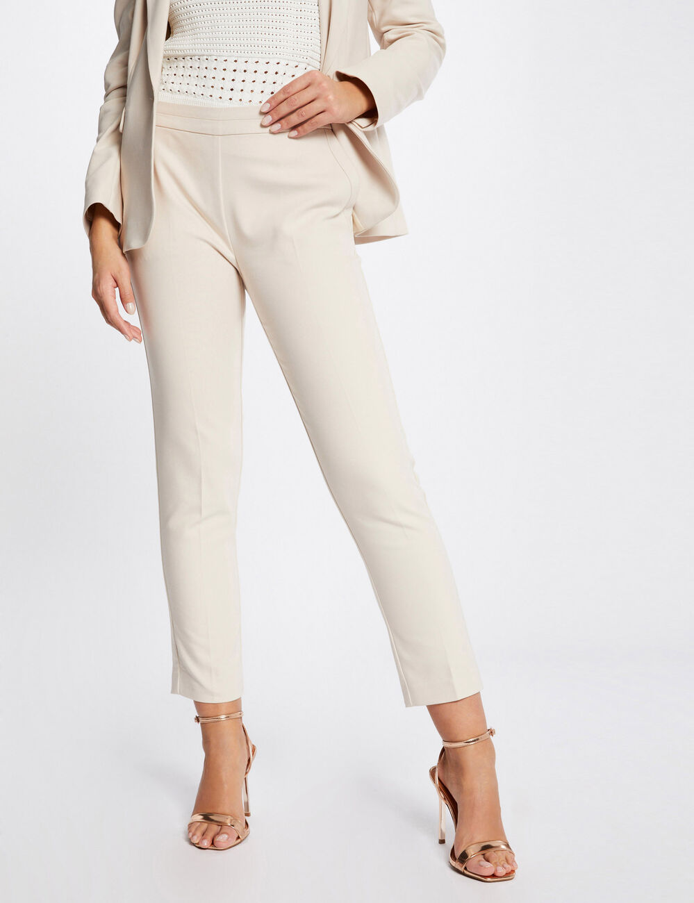 Pantalon cigarette 7/8&egrave;me ivoire femme