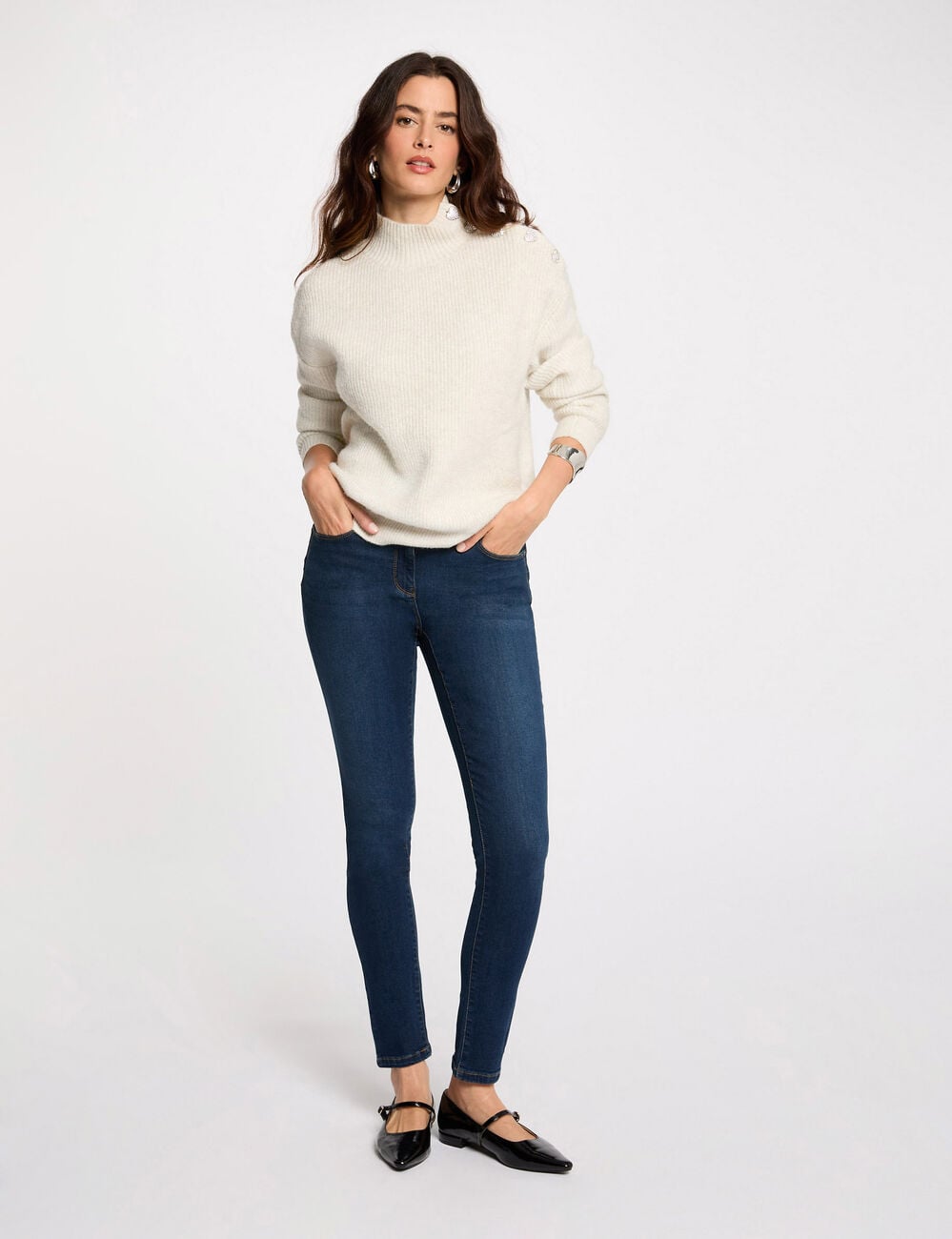 Jeans slim taille standard denim brut femme