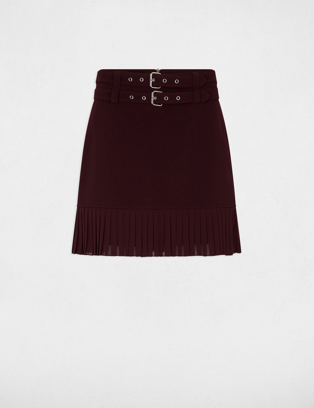 Jupe courte pliss&eacute;e prune femme