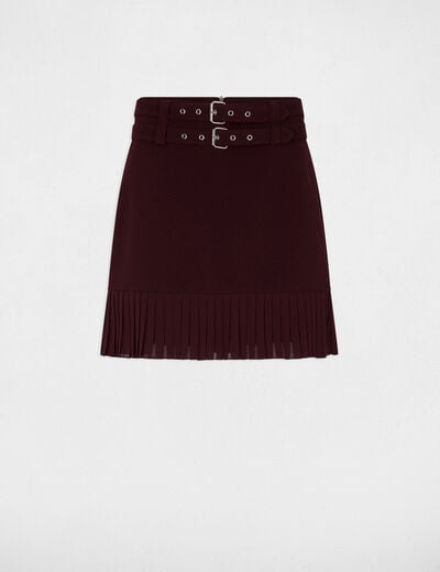Jupe courte pliss&eacute;e prune femme