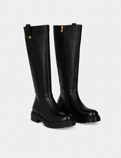 Bottes plates crant&eacute;es noir femme
