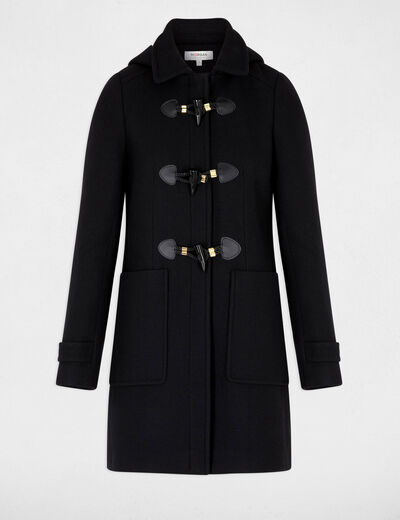 Manteau mi-long brandebourg noir femme