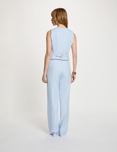 Gilet ray&eacute; col v bleu ciel femme