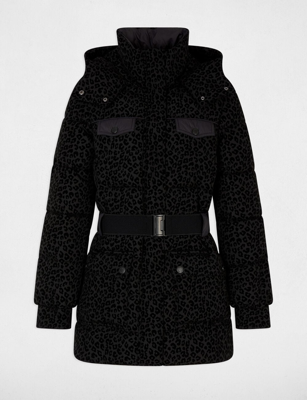 Doudoune ceintur&eacute;e noir femme