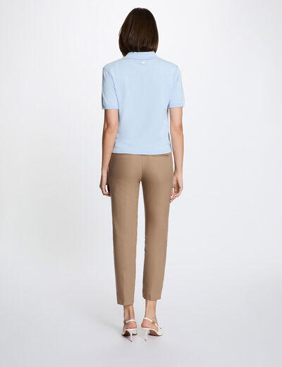 Pull col &agrave; revers bleu ciel femme