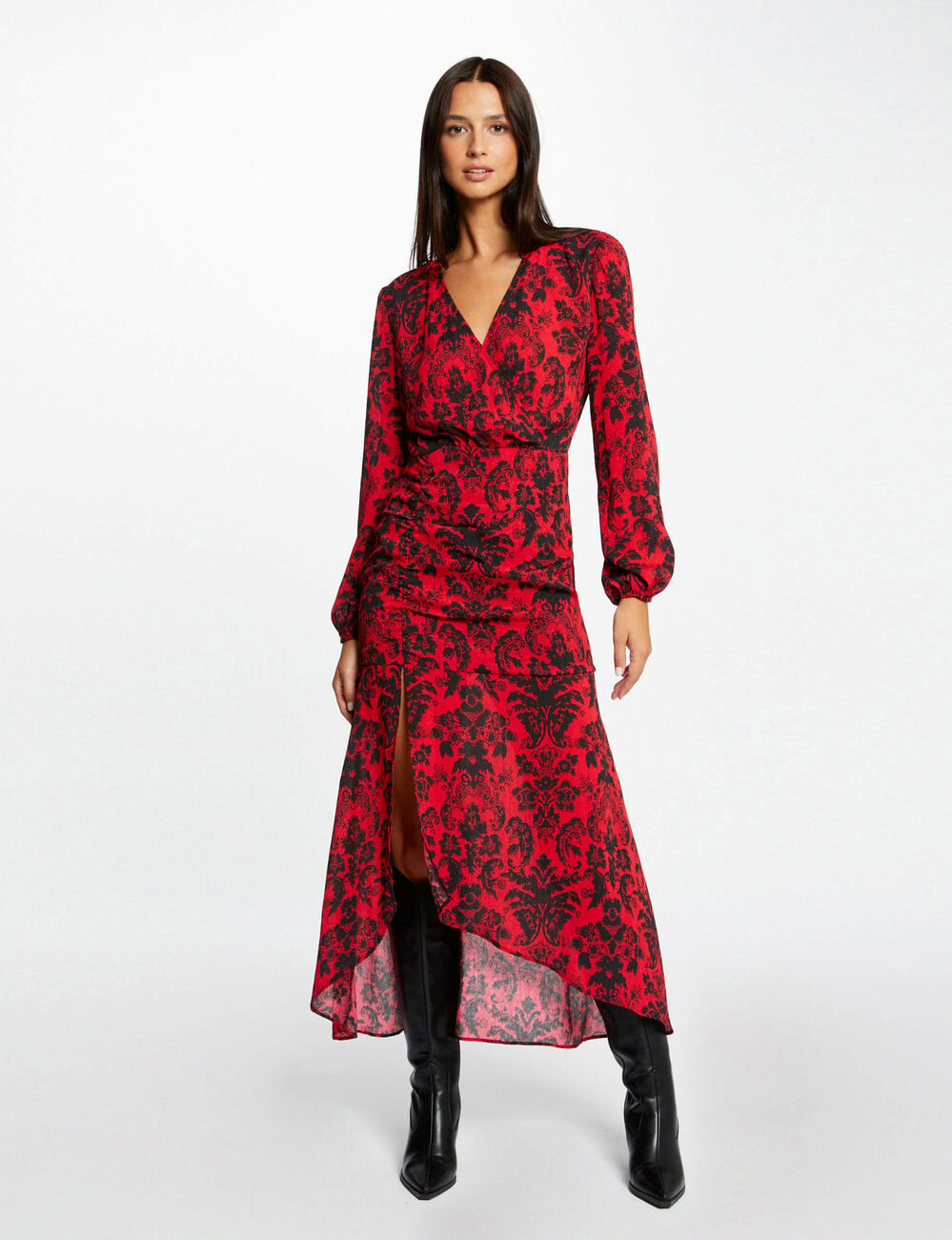 Robe longue cintr&eacute;e imprim&eacute; cachemire multico femme