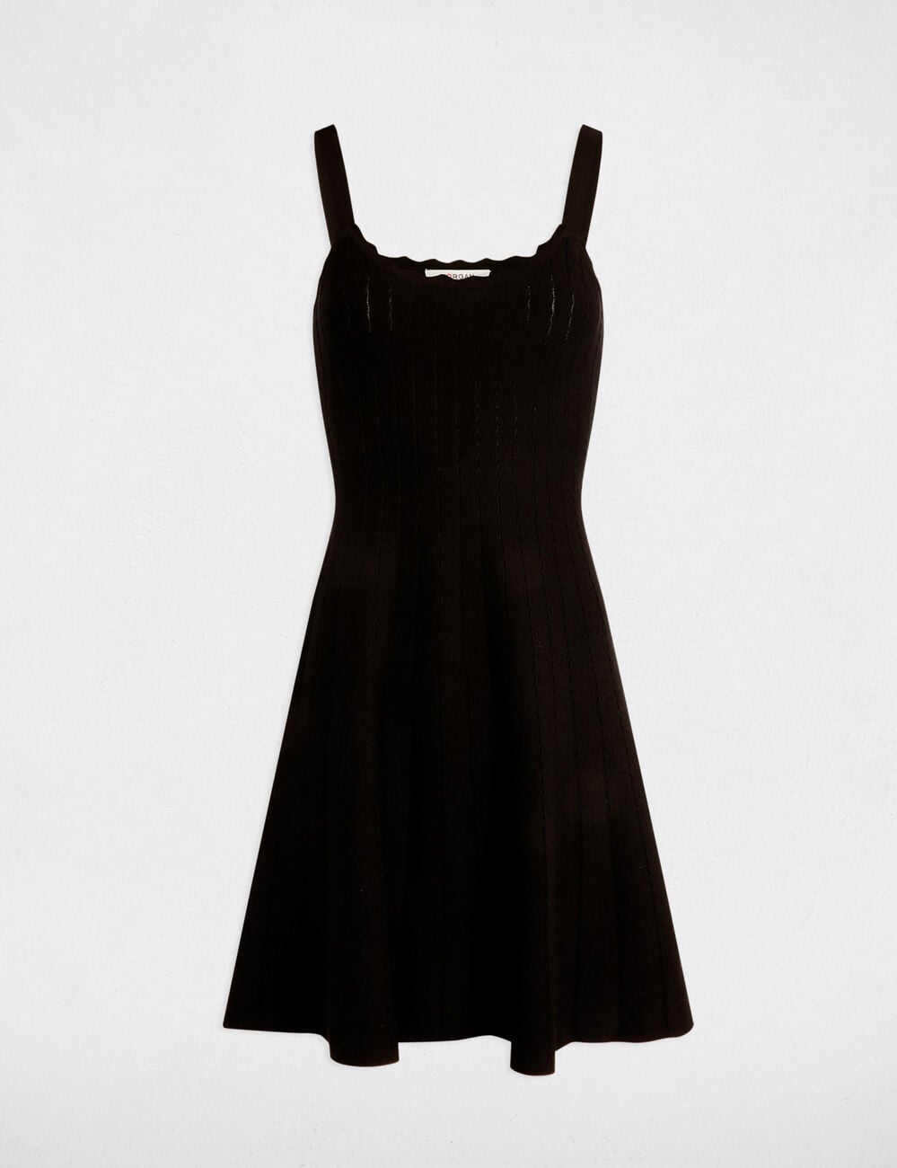 Robe tricot courte trap&egrave;ze noir femme