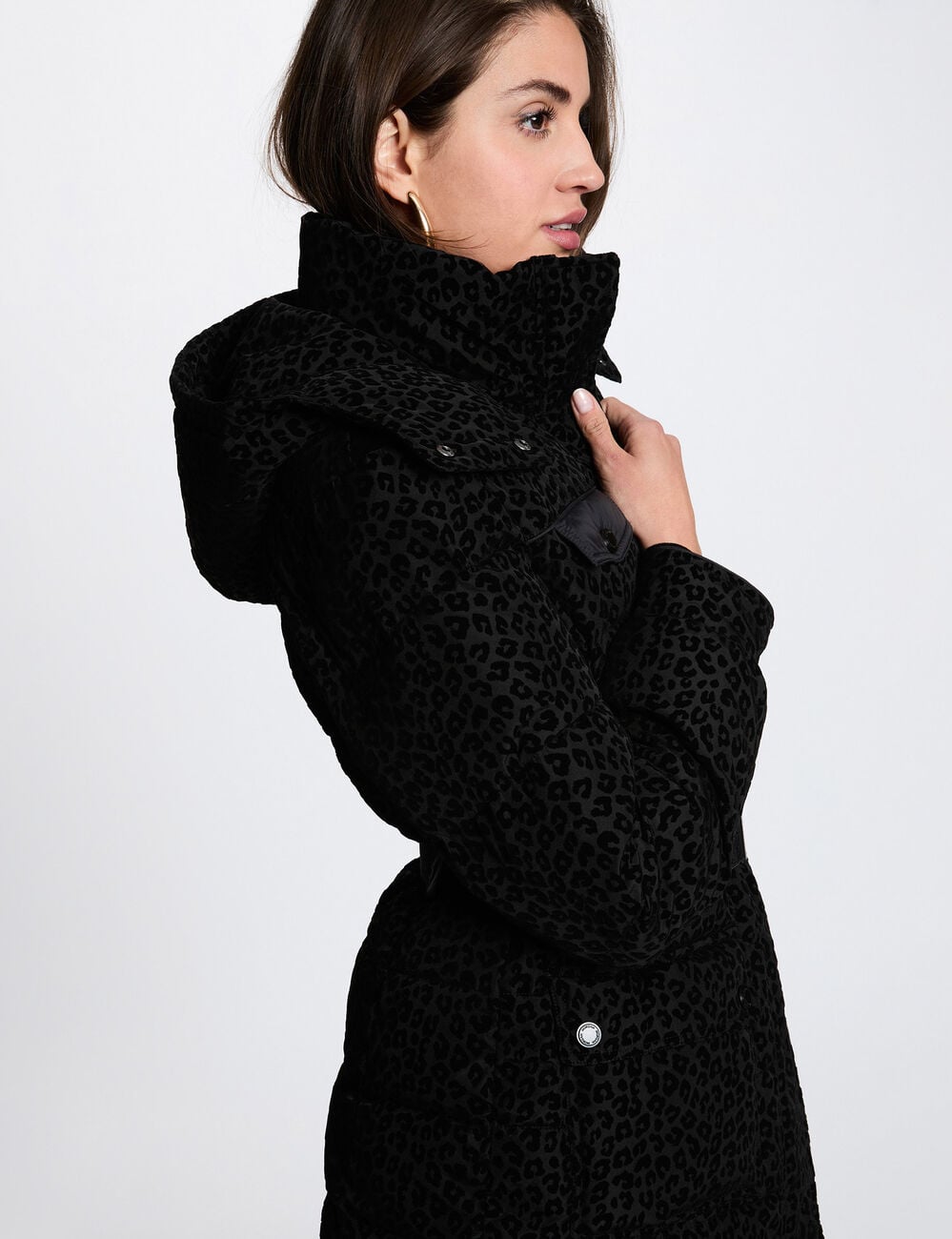Doudoune ceintur&eacute;e noir femme