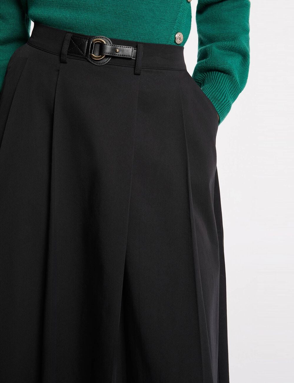 Jupe &eacute;vas&eacute;e taille haute noir femme
