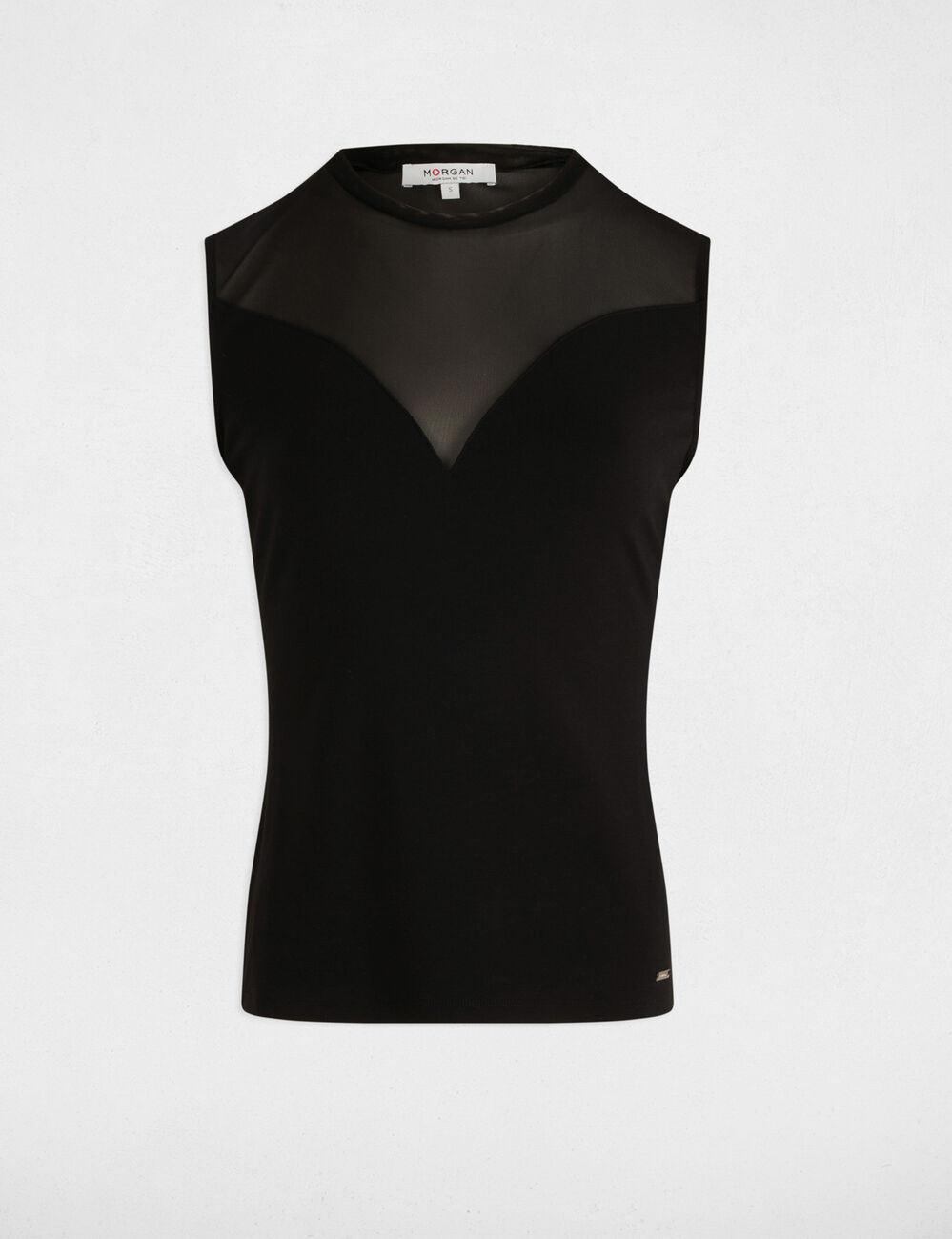 T-shirt cintr&eacute; sans manches noir femme