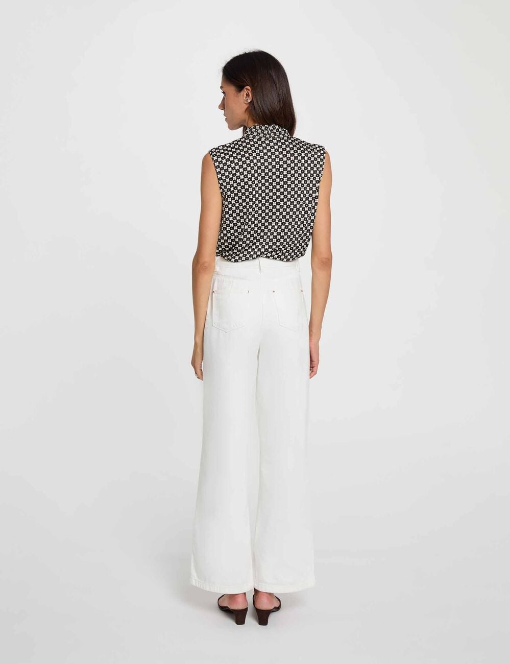 D&eacute;bardeur col lavalli&egrave;re blanc femme