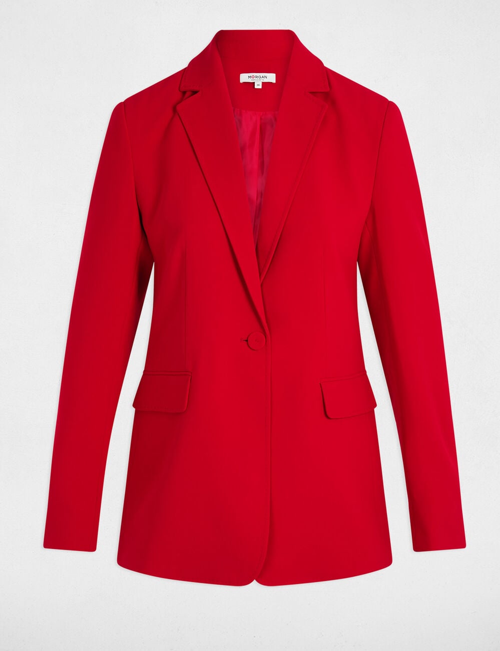 Blazer cintr&eacute; boutonn&eacute; rouge femme