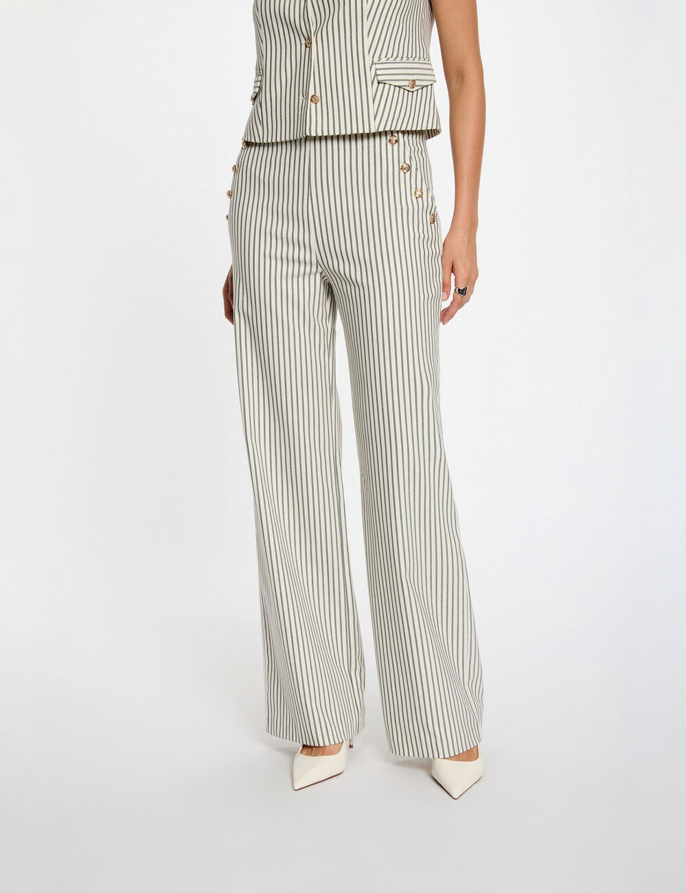 Pantalon large ray&eacute; multicolore femme
