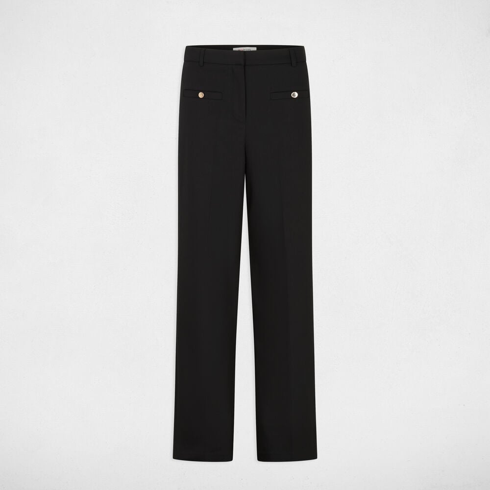 Pantalon large taille haute noir femme