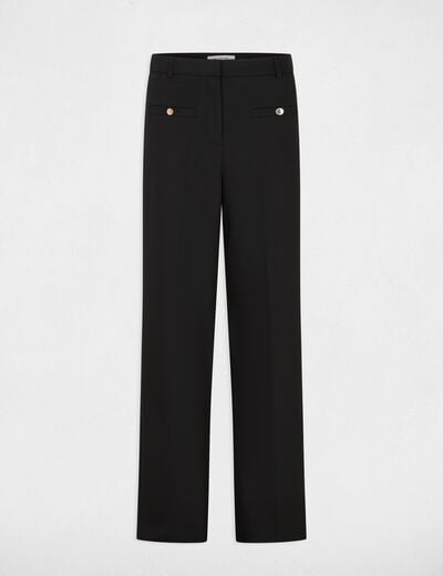 Pantalon large taille haute noir femme