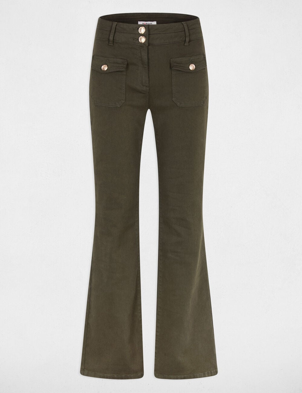 Pantalon bootcut vert kaki femme