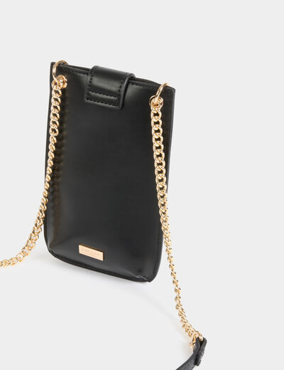 Pochette t&eacute;l&eacute;phone &agrave; clous noir femme