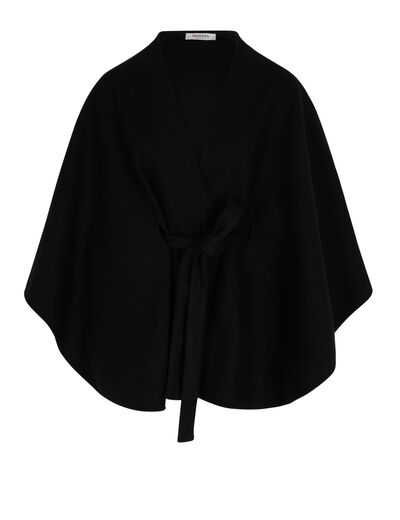 Cape ceintur&eacute;e noir femme