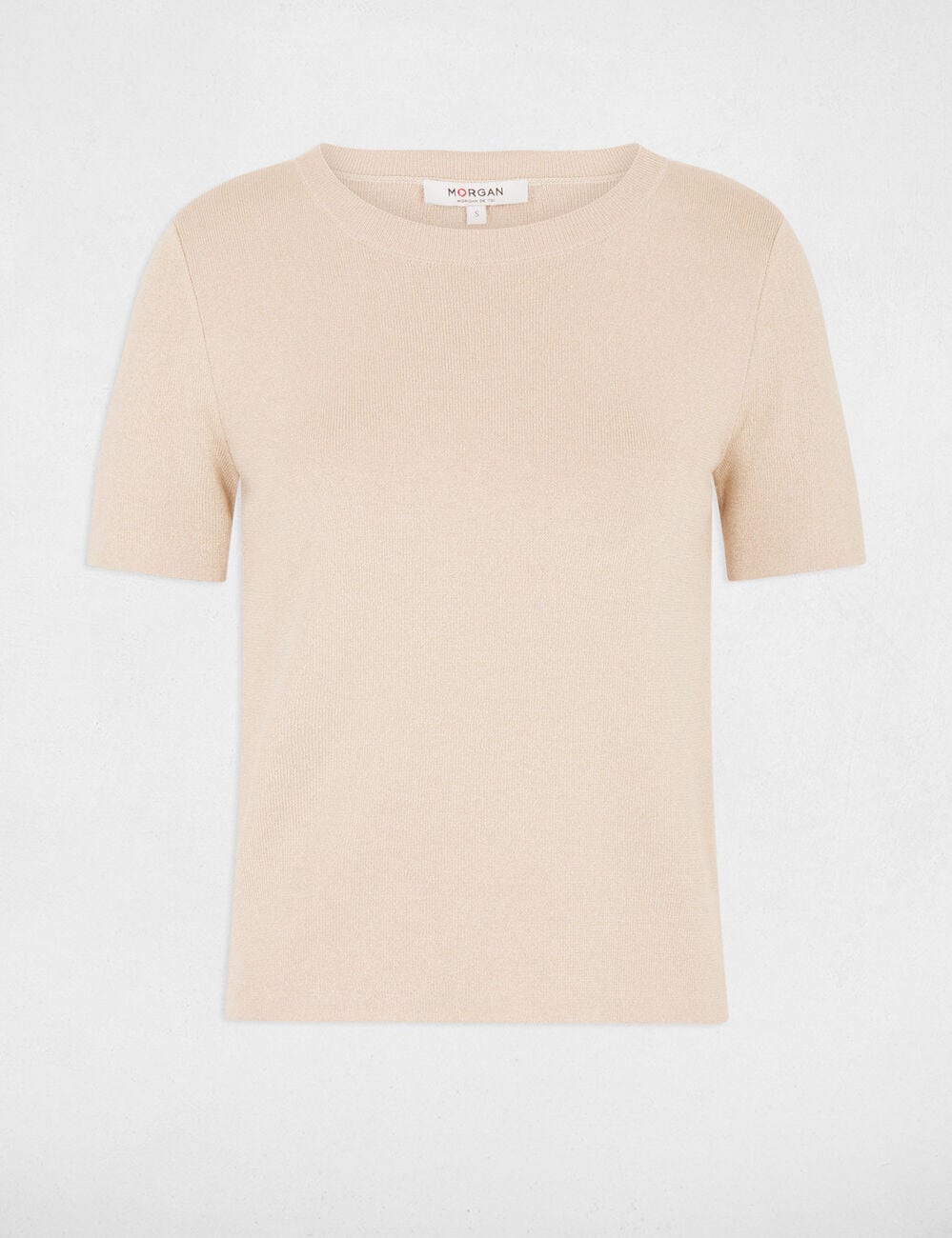 Pull col rond beige femme