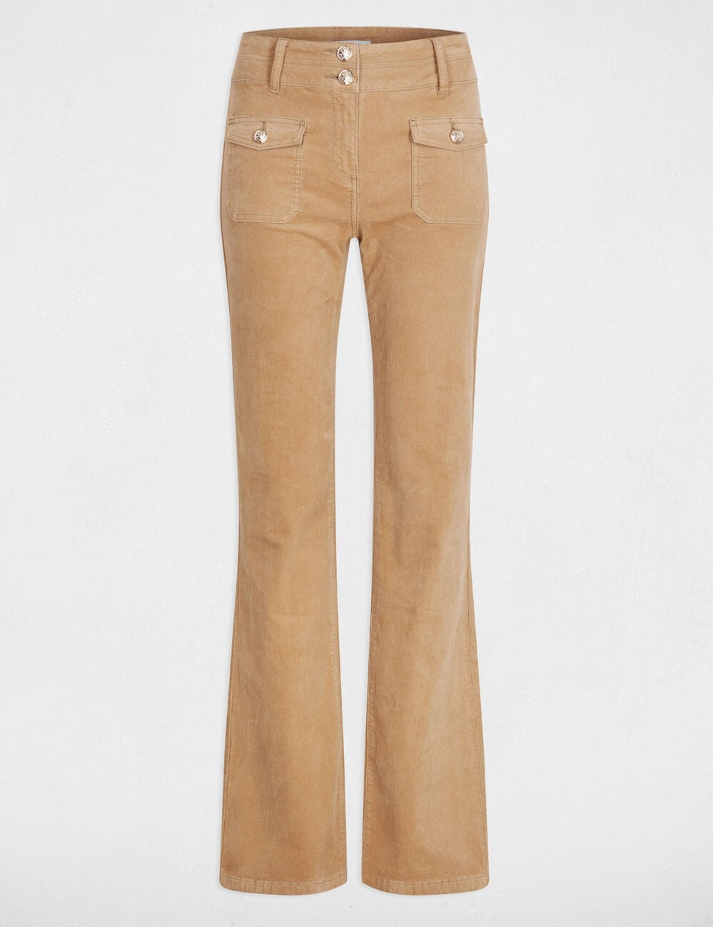 Pantalon ajust&eacute; velours sable femme