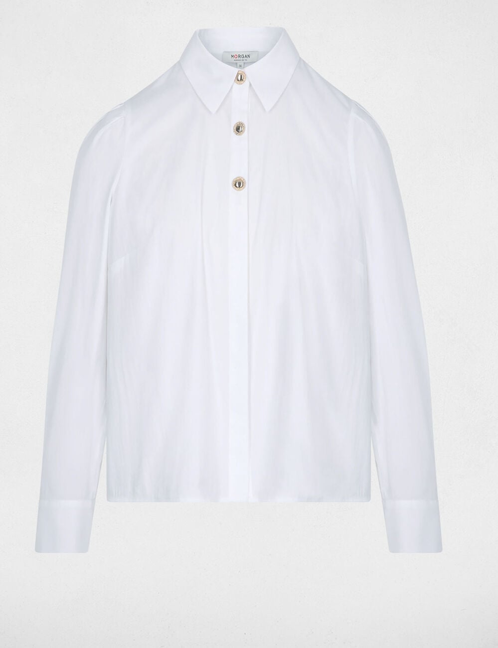 Chemise col &agrave; revers blanc femme