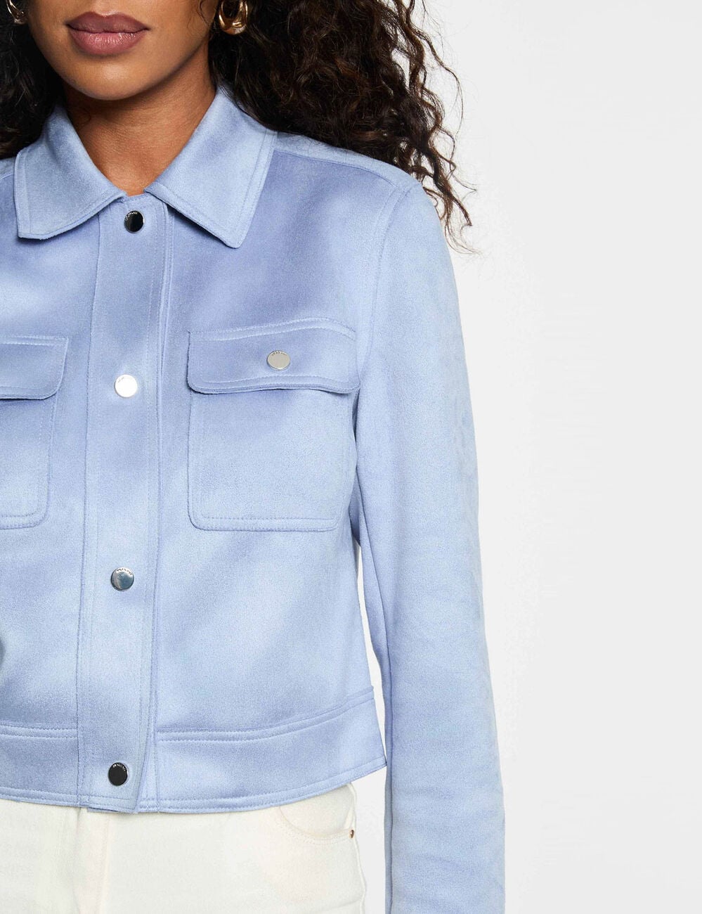 Blouson ajust&eacute; su&eacute;dine bleu lavande femme