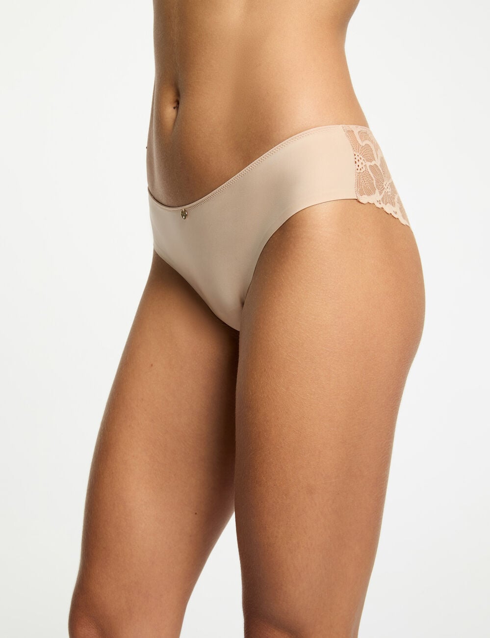 Shorty dentelle beige femme