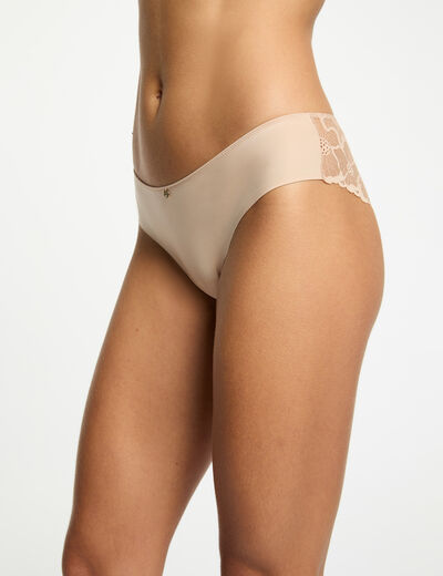 Shorty dentelle beige femme