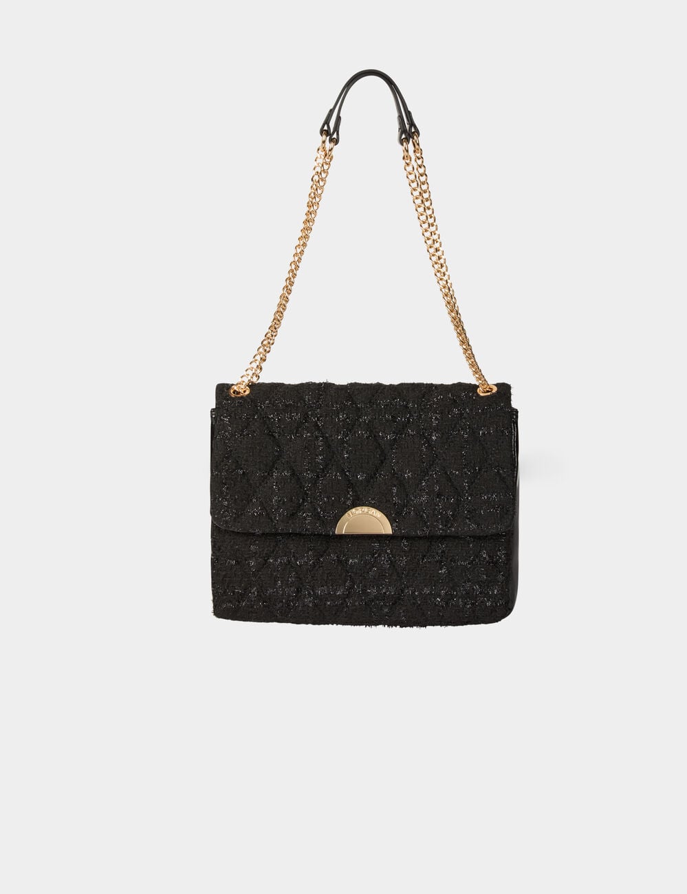 Sac tweed m&eacute;tallis&eacute; noir femme