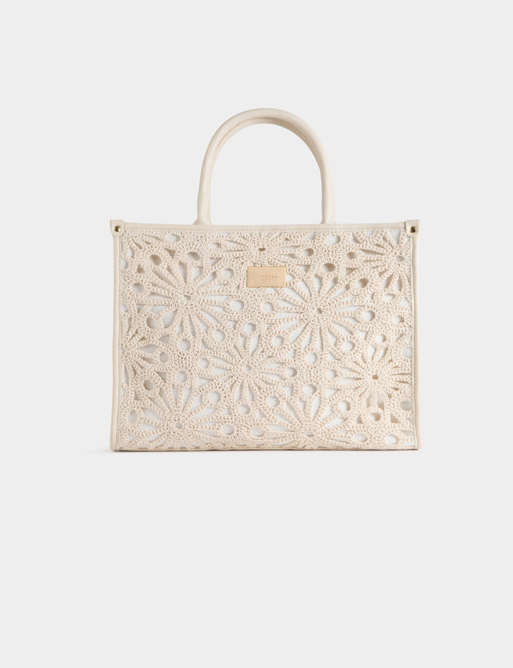Sac cabas brod&eacute; ivoire femme