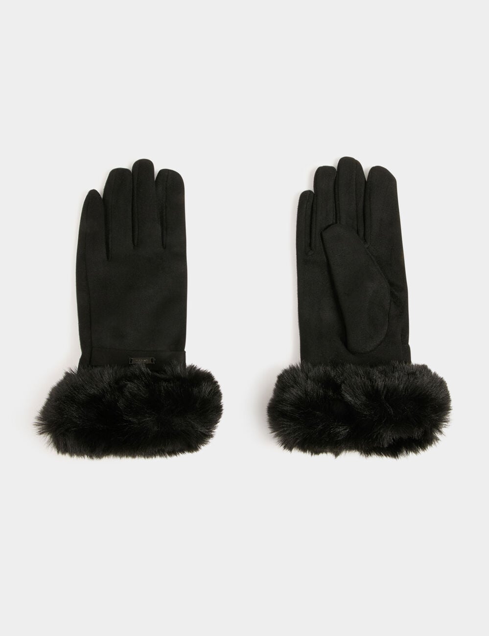 Gants d&eacute;tails fourrure noir femme