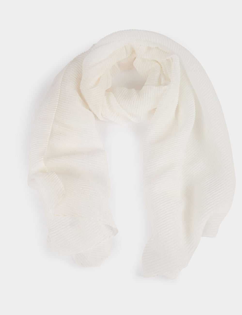 Foulard pliss&eacute; &agrave; strass blanc femme