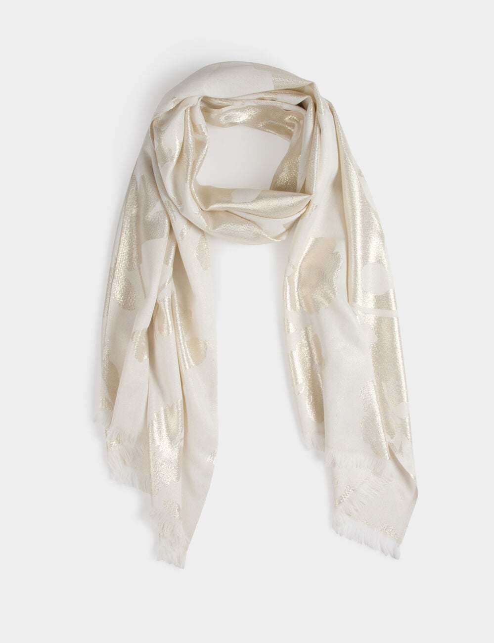 Foulard fils m&eacute;tallis&eacute;s ivoire femme
